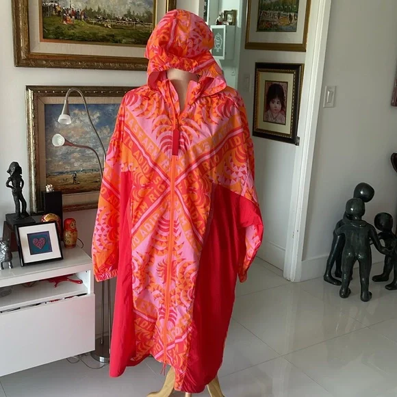 Adidas Farm Rio Pink & Orange Tropical Print Loose Fit Hooded Jacket - Picture 3 of 6